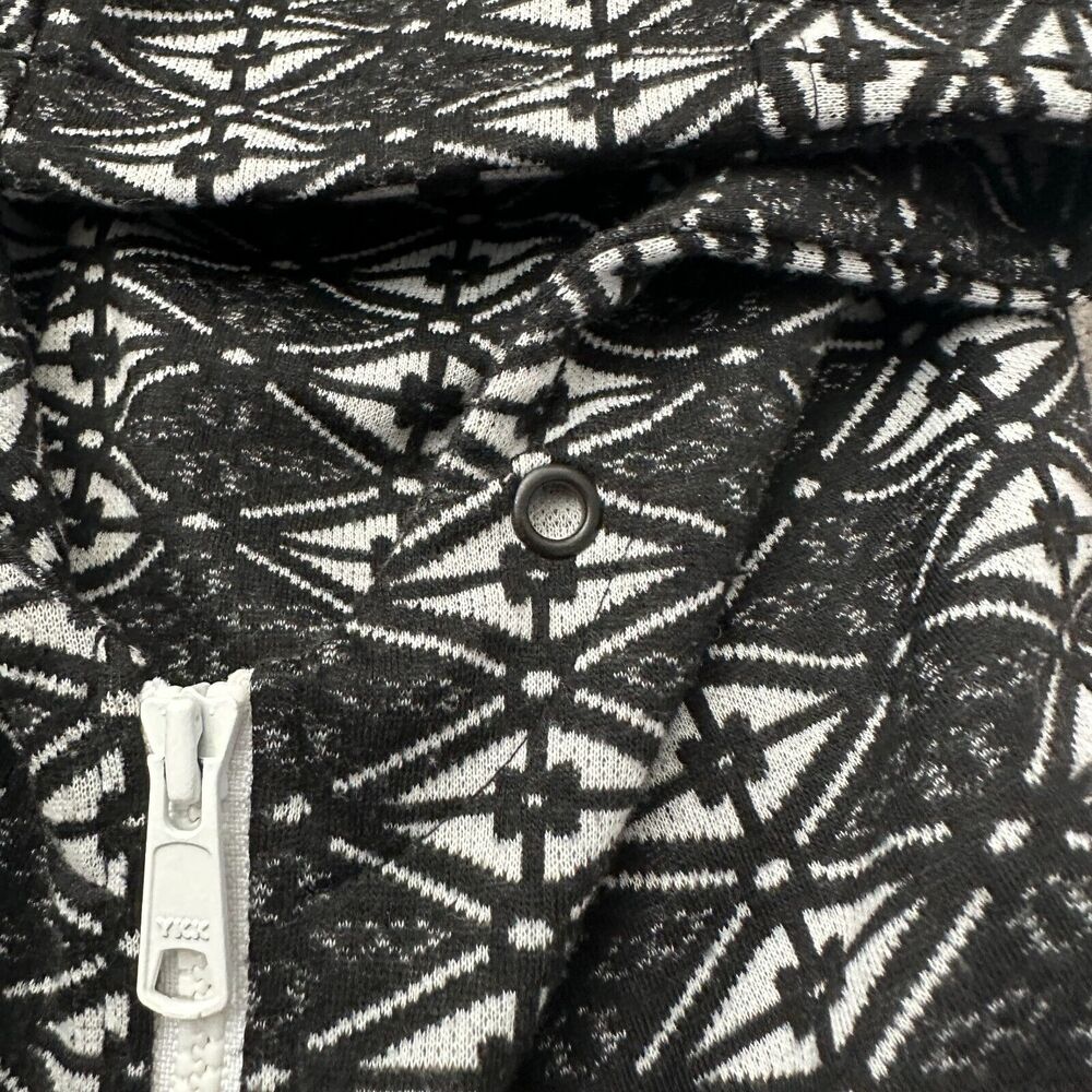 KAVU Sweater Womens Small Black White Geometric Hooded Pockets Full Zip - Picture 5 of 11
